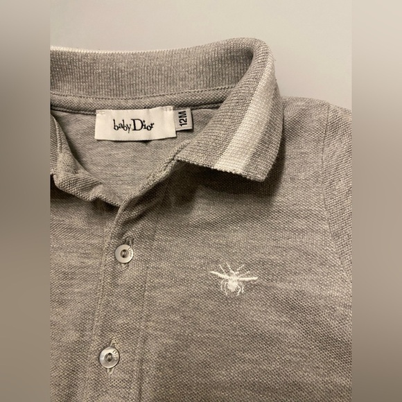 Baby Dior Grey Long Sleeve Polo Bodysuit - Size 12M - Picture 3 of 5